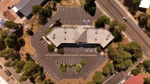 Freshly painted parking lot stripes in flagstaff arizona painted by ponderosa pathways