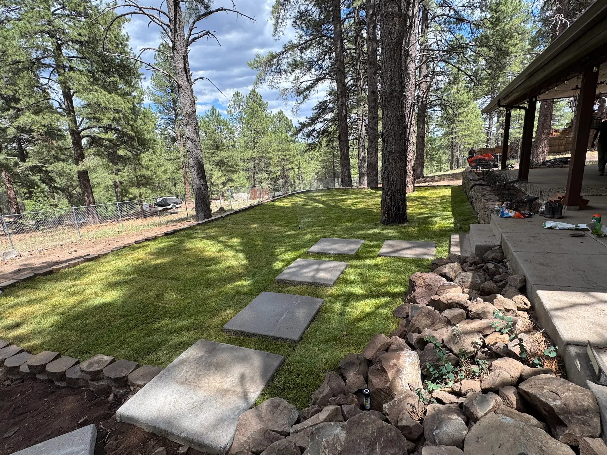 flagstaff landscaping project by ponderosa pathways with irigation