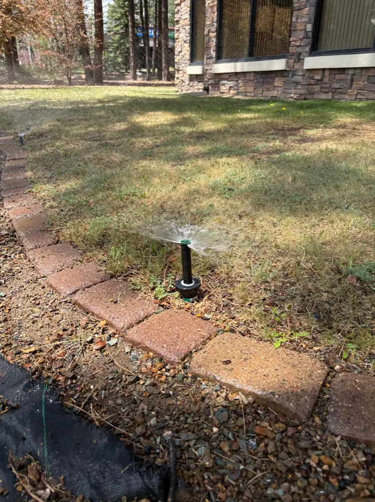 Drip irrigation system installation for a Flagstaff landscaping project by Ponderosa Pathways